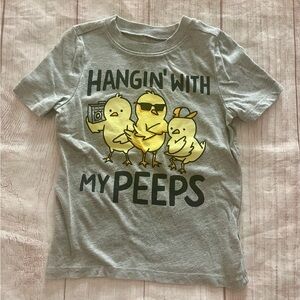 Kids Easter 4T  "Hangin' With My Peeps" Gray Graphic Tee